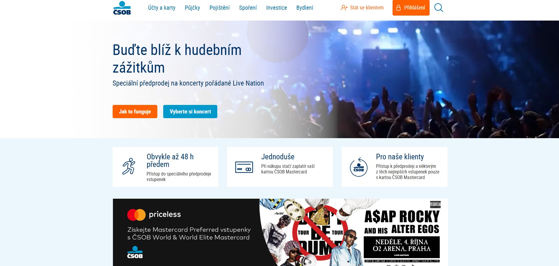 Přednostní nákup vstupenek na Live Nation přes ČSOB: Praktický průvodce a podmínky