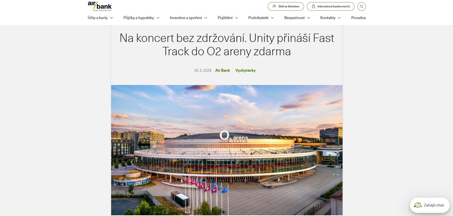 Zrychlený vstup do O2 areny: Společný program Air Bank a O2 spouští novou výhodu