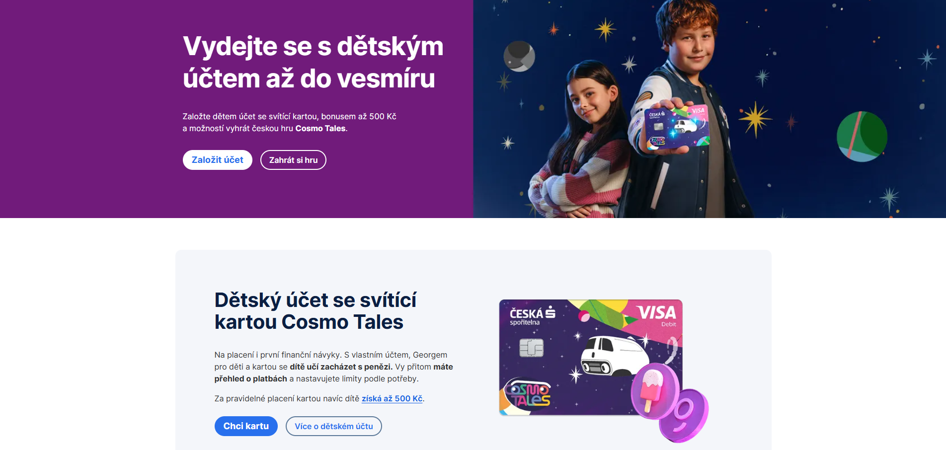 Svítící karta a bonus 500 Kč: Česká spořitelna spouští novou kampaň pro děti a mladé